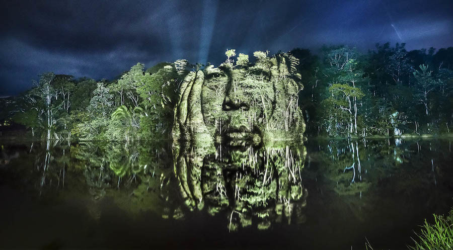 Stunning Video Projections of Indians in the Amazonian Forest 0